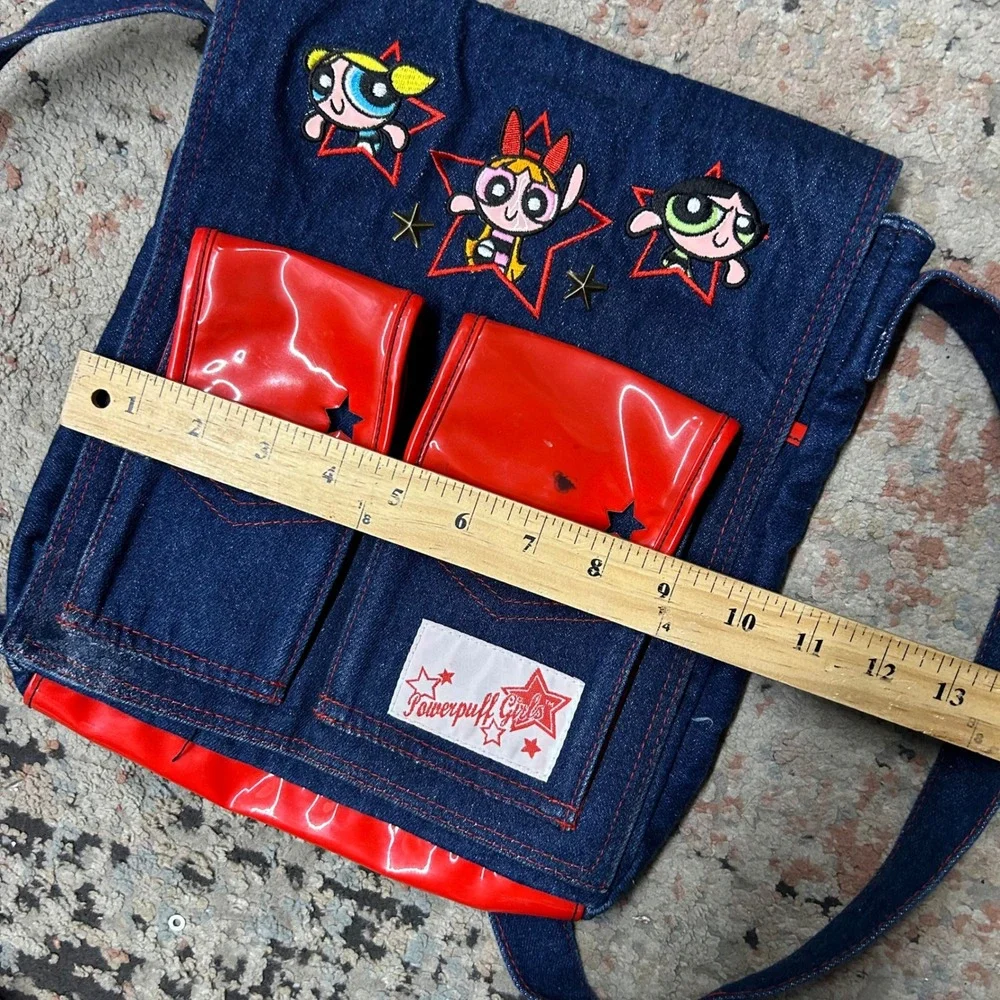 Powerpuff Girls Denim Backpack Girls OS Blue Red Vintage 2000 Cartoon Network